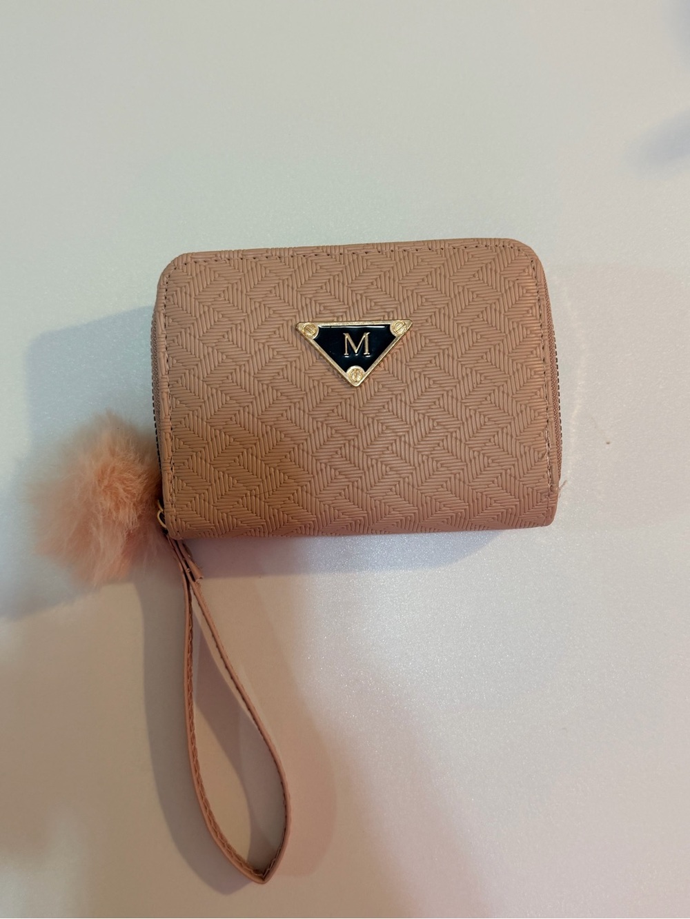 Monogram M Pink Textured Wristlet Clutch